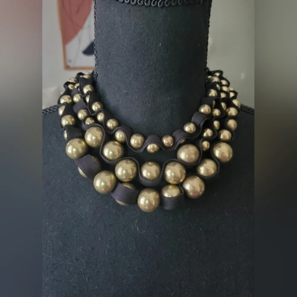 Ann Taylor Factory Beaded Ribbon Necklace